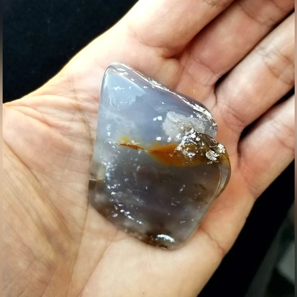 Rare Natural Montana Blue Agate With Brecciated Jasper Tumbled Stone‎ Crystal A+